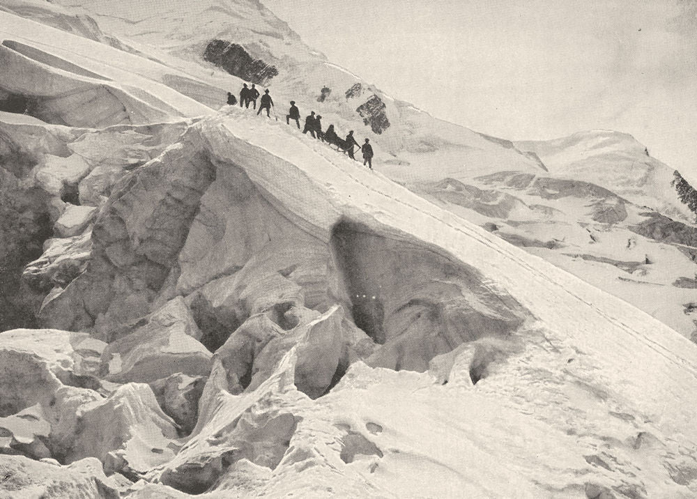 HAUTE- SAVOIE. M. Janssen Descendant en Traineau du Sommet du Mont Blanc 1900